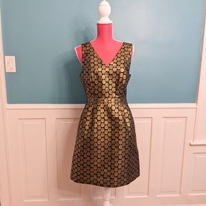 J. Crew Metallic Jacquard Gold Black Dress